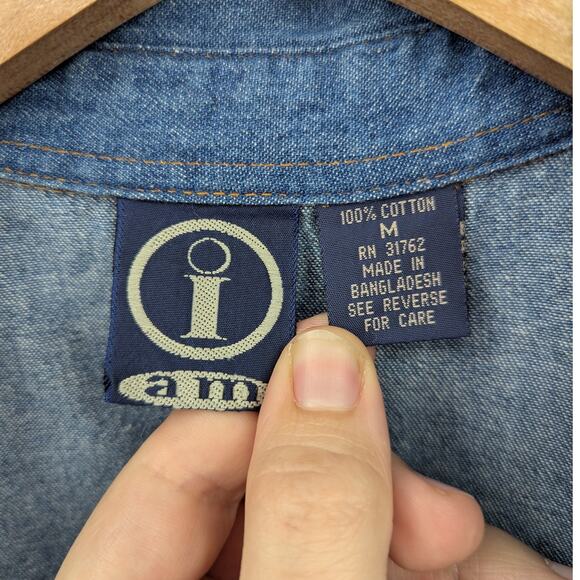 Vintage Denim Pearl Snap Long Sleeve Medium Top - Picture 4 of 6